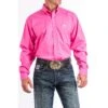 Cinch Men's Western Solid Pink Button-Down Shirt MTW1103320 -RodeoGearShop mtw1103320 1976 detail