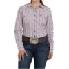 Cinch Ladies Long Sleeve Purple Pearl Snap Shirt MSW9201024 -RodeoGearShop pple front