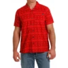 Cinch Men's Red Geometric Stripe Camp Shirt MTW1401033 -RodeoGearShop red1